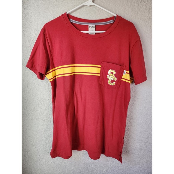 Rare/Retired PINK Victoria's Secret USC Trojans We Run LA Short Sleeve T-Shirt - Picture 1 of 3